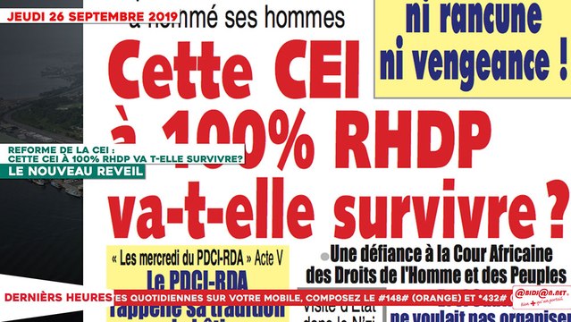 Le Titrologue du 26 Septembre 2019 : Cette nouvelle CEI à 100% RHDP va t-elle survivre ?