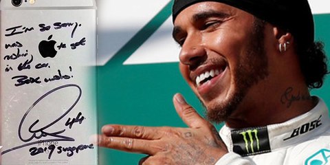 Vídeo Viral: Hamilton tumba el iPhone de un aficionado y le ofrece disculpas de una peculiar manera