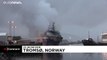 Russian trawler carrying 200,000 litres of diesel bursts into flames in a Norwegian port