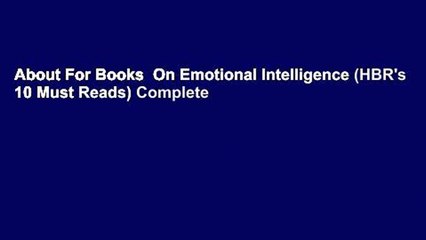 About For Books  On Emotional Intelligence (HBR's 10 Must Reads) Complete
