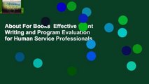 About For Books  Effective Grant Writing and Program Evaluation for Human Service Professionals