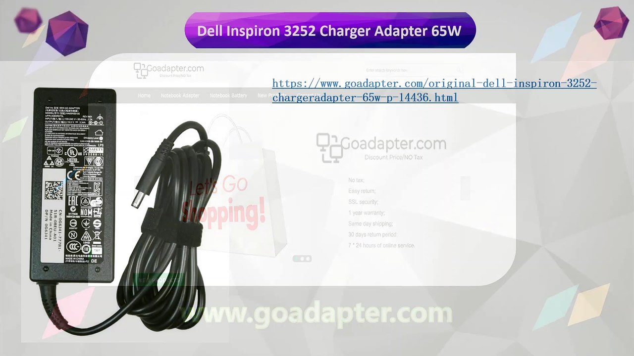 Dell Inspiron 3252 Charger Adapter 65W in goadapter