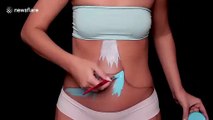 Artist turns herself into a 'human fork' with bodypaint illusion