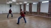 Villmore James, 55, veteran dancer from Leeds, during a warm up session