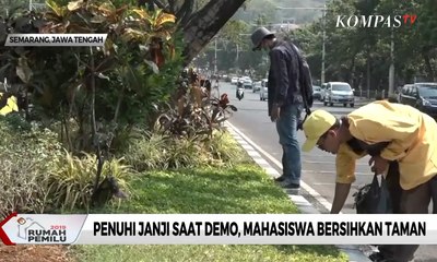 Penuhi Janji ke Ganjar Pranowo Saat Demo, Mahasiswa Bersihkan Taman