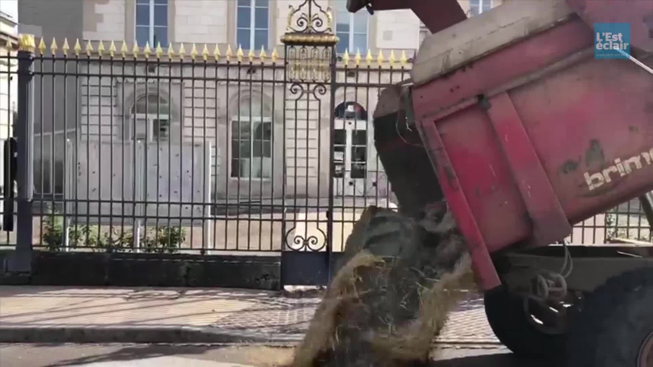 Troyes : les agriculteurs déversent du fumier devant la préfecture de l'Aube