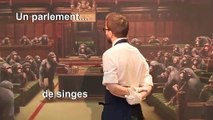 Un parlement de singes signé Banksy mis aux enchères avant le Brexit