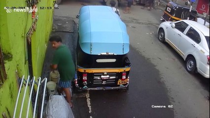 Young Indian man catches fire after stepping on live wire