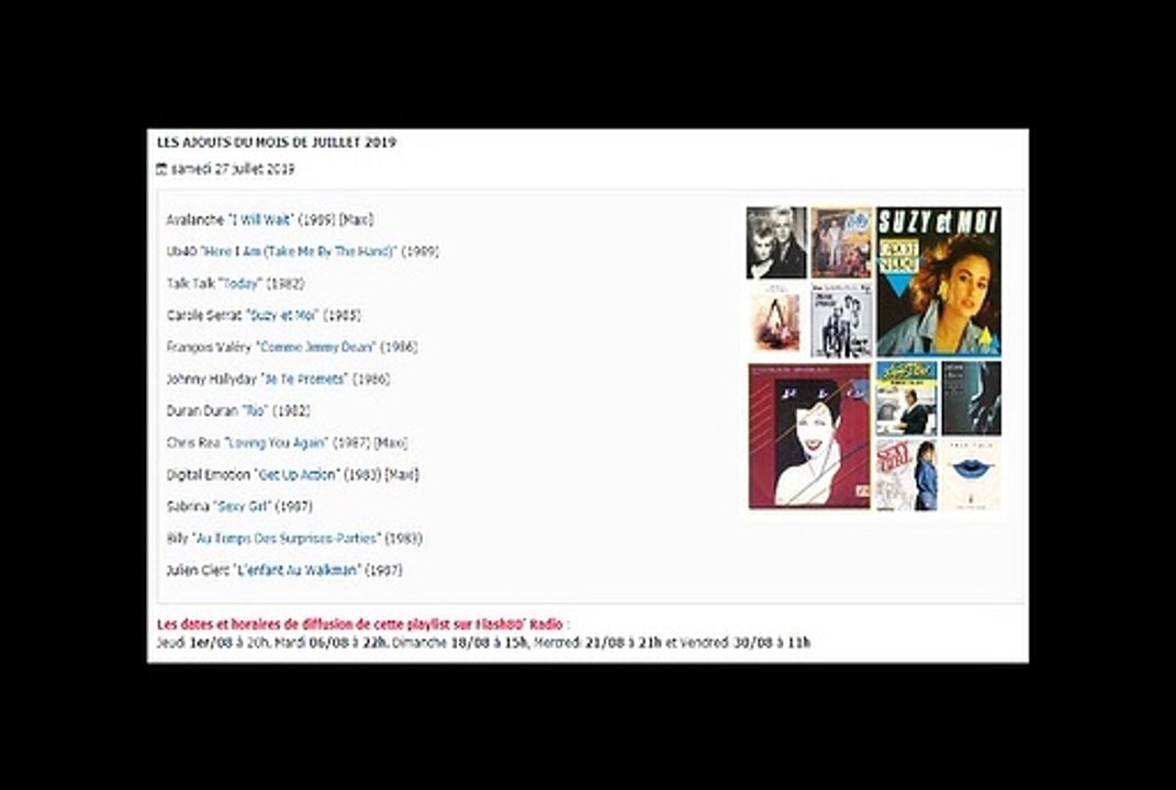 Les dérniers 45 tours ajoutés sur Flash 80 le mois de juillet 2019