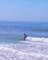 Dog Runs Along Shoreline While His Owner Surfboards Through Waves