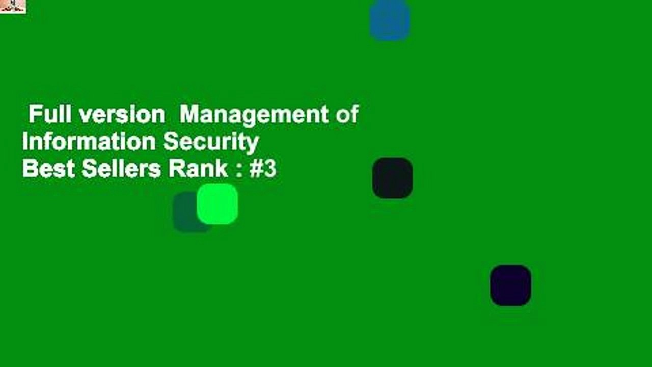 Full version  Management of Information Security  Best Sellers Rank : #3