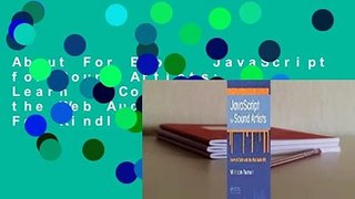 About For Books  JavaScript for Sound Artists: Learn to Code with the Web Audio API  For Kindle