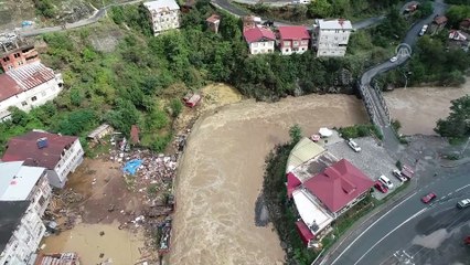 Borçka'da şiddetli yağışın etkili olduğu bölge havadan görüntülendi - ARTVİN