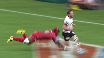 Interception de Romanet qui marque le 2ème essai briviste