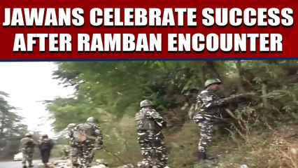 Download Video: Watch: Army jawans celebrate after eliminating three terroists in Batote town of Ramban district