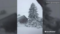 Blanket of snow covers rural town before midday