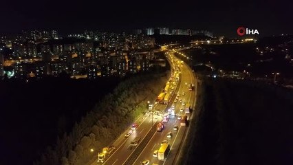 Kocaeli'de 3 kişinin öldüğü kaza alanı havadan görüntülendi