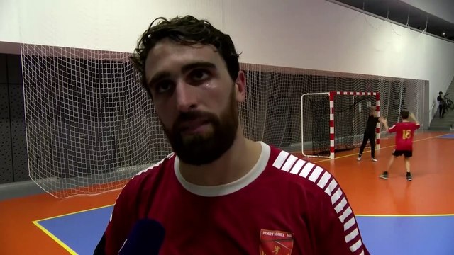 Thomas Tricaud après la victoire de Martigues Handball contre Bourgoin