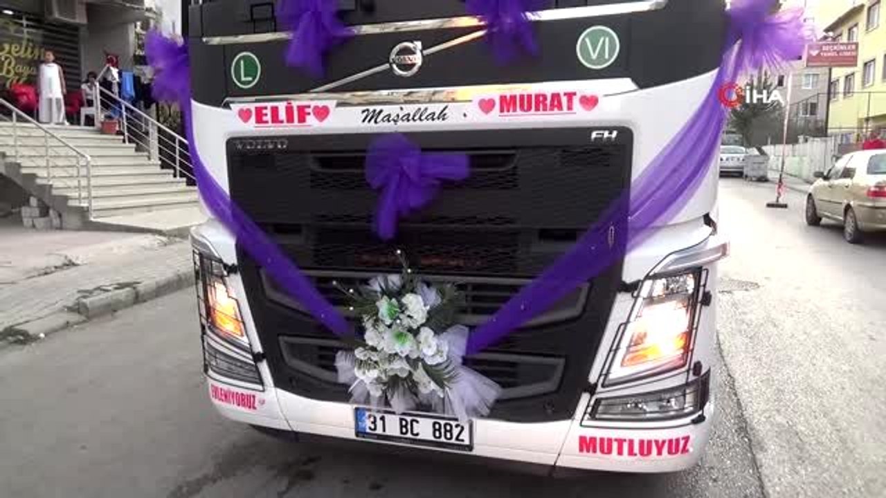 Damat gelin almaya TIR ile gitti