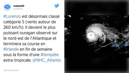 L’ouragan Lorenzo, classé en catégorie 5, pourrait menacer les côtes portugaises