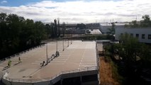 Vue du  siége du nouveau technicentre SNCF de Vénissieux depuis le toit du bâtiment industriel