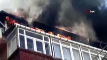 Şişli'de 5 katlı binanın çatı katı alev alev yandı