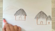 HOW TO DRAW DESERT HOUSES WITH CRAYONS COLOUR