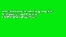 About For Books  Implementing Adaptation Strategies by Legal, Economic and Planning Instruments on