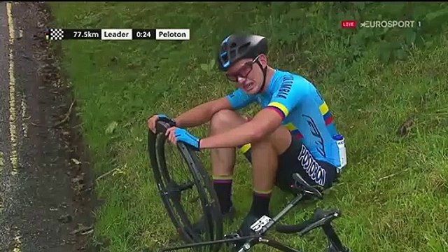 Aucune voiture ne s'arrete pour aider ce pauvre cycliste qui a besoin d'une roue