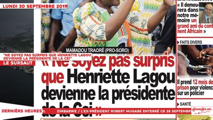 Le Titrologue du 30 Septembre 2019 : « Ne soyez pas surpris que Henriette Lagou devienne la présidente de la CEI »