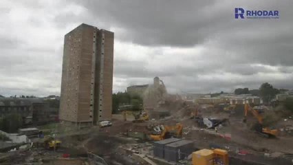 Halifax tower block demolition in less than a minute
