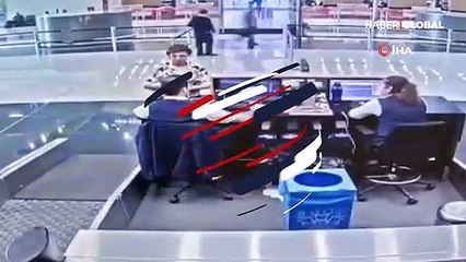 THY görevlisinden müthiş deprem refleksi: Yolcuyu hızla güvene aldı