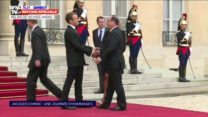 Après l'hommage à Jacques Chirac, François Hollande reçu à l'Élysée par Emmanuel Macron