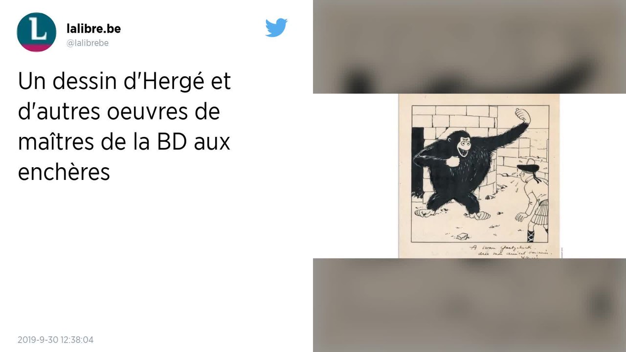 Un dessin d’Hergé et d’autres œuvres de maîtres de la BD aux enchères