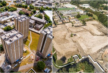 Watch these Halifax tower blocks be demolished  in just  60 seconds