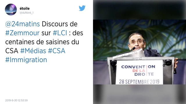 Après le discours d’Éric Zemmour sur LCI, des centaines de téléspectateurs saisissent le CSA