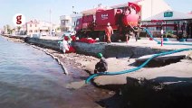 Foça'daki petrol atığını 50 kişilik ekip temizliyor
