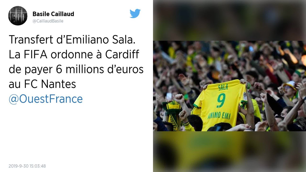 Transfert d’Emiliano Sala. La FIFA ordonne à Cardiff de payer 6 millions d’euros au FC Nantes