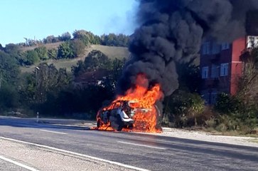 Lüks araç alev topuna döndü