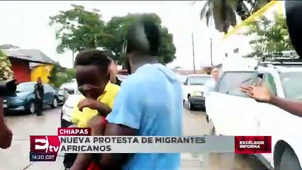 Migrantes africanos protestan ante comisionado de la ONU en Chiapas