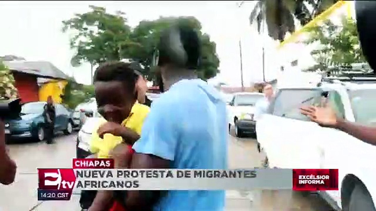 Migrantes africanos protestan ante comisionado de la ONU en Chiapas