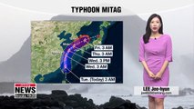 Typhoon Mitag approaching, bringing heavy showers and strong gusts