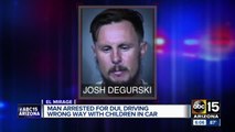 Man arrested for DUI and driving wrong way with kids in car