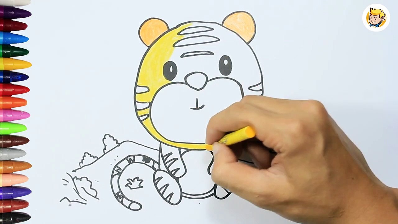 Como dibujar animales - Dibuja un tigre y colorea - Aprende a dibujar con Sim TV Plus