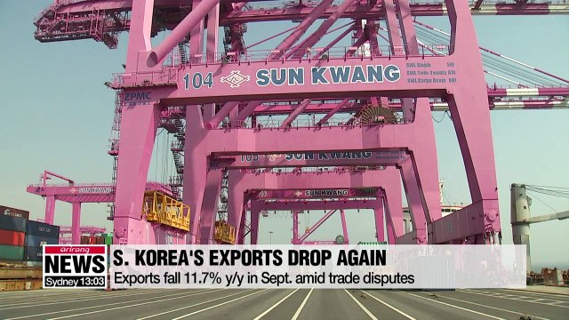 S. Korea's exports fall for tenth straight month in September