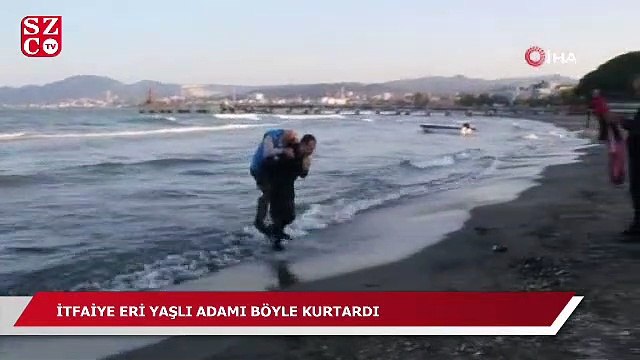 İtfaiye eri denize atlayarak yaşlı adamı kurtardı