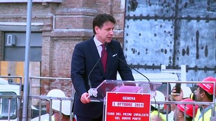 Genova - Conte inaugura primo impalcato del nuovo viadotto (01.10.19)