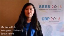 Ms. Jiwon Roh at SEES Conference 2016 by GSTF Singapore