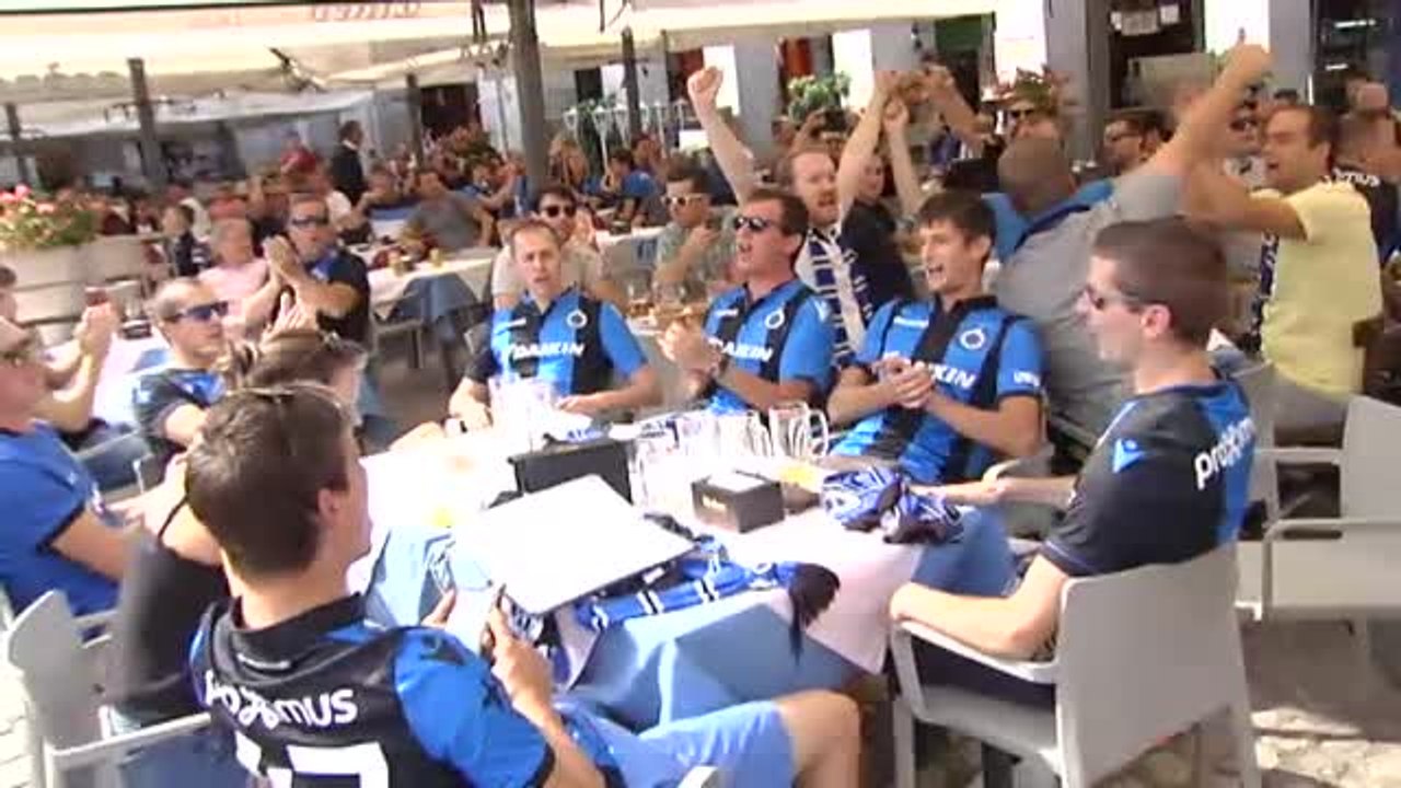 Los aficionados del Brujas muestran su pasión en Madrid