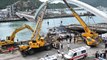 Tayvan'da çöken köprü tankeri uçurarak yangına neden oldu, o anlar saniye saniye kaydedildi